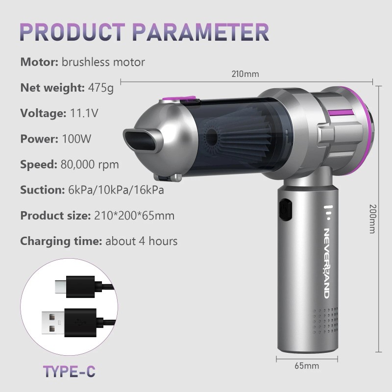 Cordless Handheld Vacuum Cleaner Mini Portable for Car Auto Office