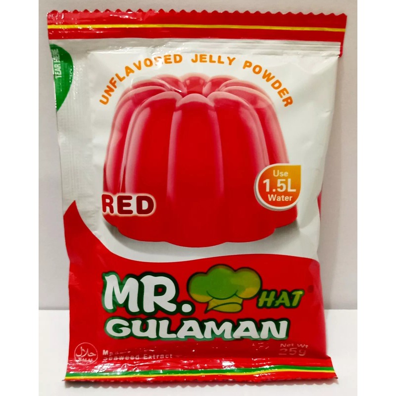 Mr. Hat Gulaman Unflavored Jelly Powder RED (4 Sachets x