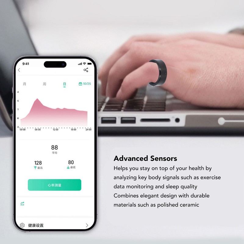 Smart Health Ring Bluetooth Sleep Monitoring Step Counting IP68 Waterproof