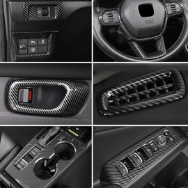 Fancemot 14 Pcs Carbon Fiber Interior Kit Compatible with 2022-2026 11th Gen Honda Civic, AC Air Vent Cover Steering Wheel Cover Gear Shift Panel Cover Inner Door Handle Cover