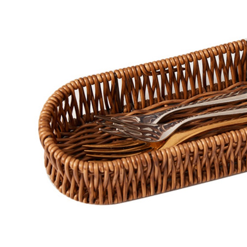 Imitation Rattan Bread Basket Multipurpose Woven Rattan Storage Tray Kitchen