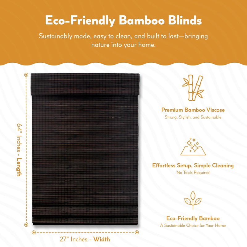 Radiance Cordless Bamboo Roman Shades for Windows - Flatweave Bamboo