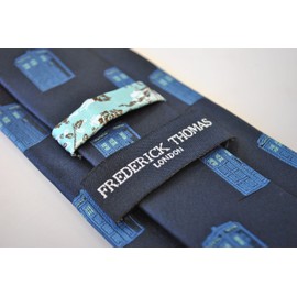Frederick Thomas navy blue tie with Dr Who blue policeman tardis box