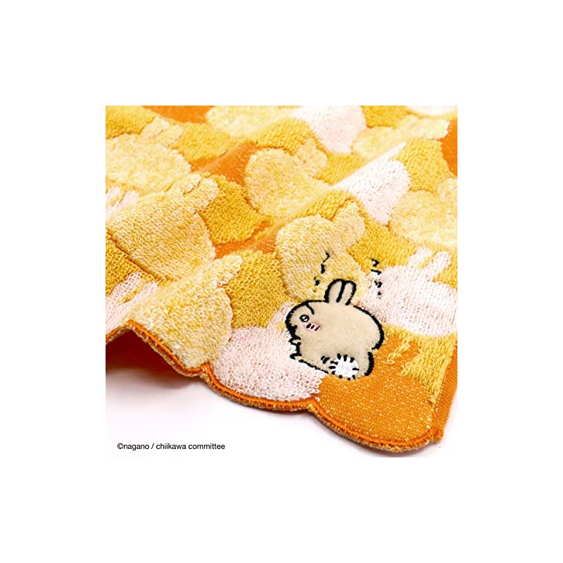 Chiikawa 41-1060080 Towel Handkerchief, Yellow, Pile Scara, Cute, Approx. 9.8