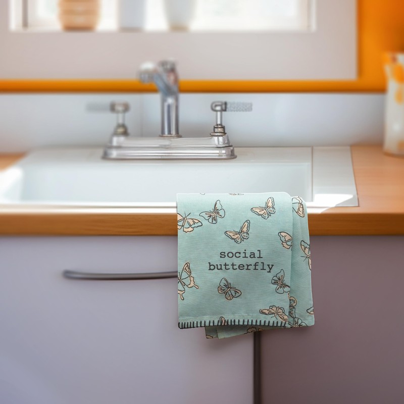 Karma Flowers Tea Towel - 100% Cotton Hand Towels for