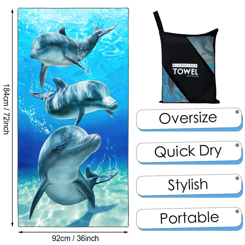 Zomer Beach Towel Large 90 x 180 cm Quick-Drying Microfibre