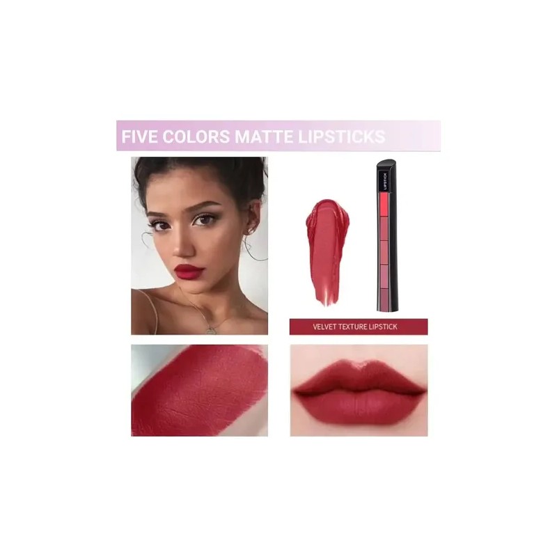 Labial Apilable 5 En 1 En Barra Set 5 Colores