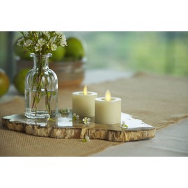 Luminara Moving Flame LED Flameless Real Wax Tealights (1.7" x 2.2") Unscented Real Wax Remote Ready Battery Operated LED Flameless Tea Light - Ivory (2-Pack)