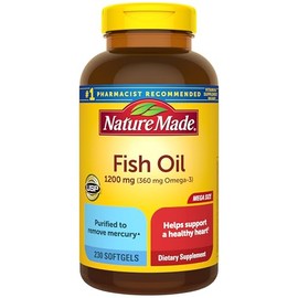 Nature Made Fish Oil 1200 mg w. Omega-3 360 mg Softgels Mega Size 230 Ct