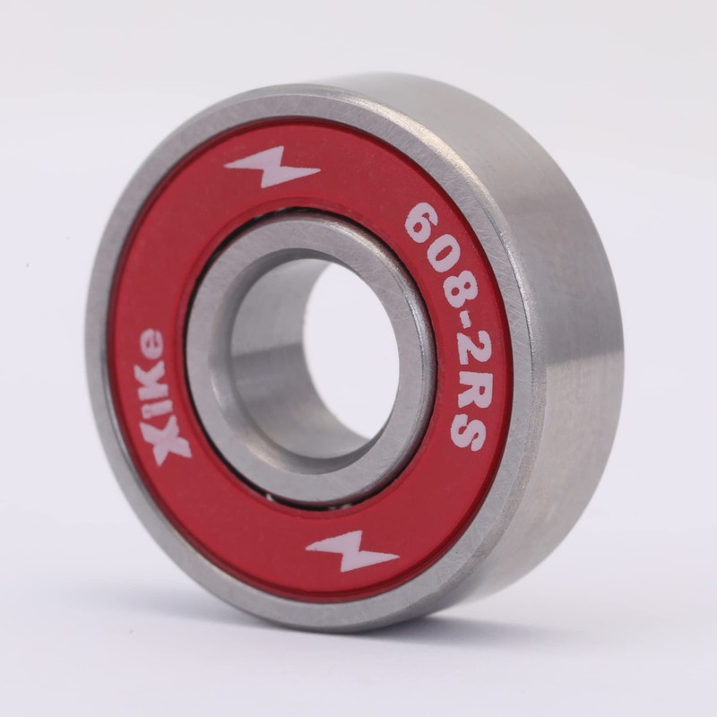XiKe 8-Pack 608-2RS Skateboard Bearings, Red, High-Speed 8x22x7mm, Durable Double