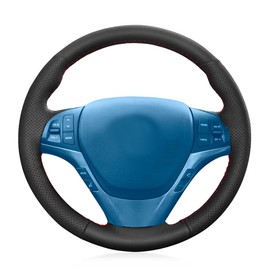USHTIGER Car Steering Wheel Cover for 2015 Hyundai Genesis Coupe 2.0T 2012 2010 r spec 2011 2012 3.8 Track 2013 2014 2016 DIY Hand Sewn Hand-Stitched Steering Wrap Interior Accessories Black