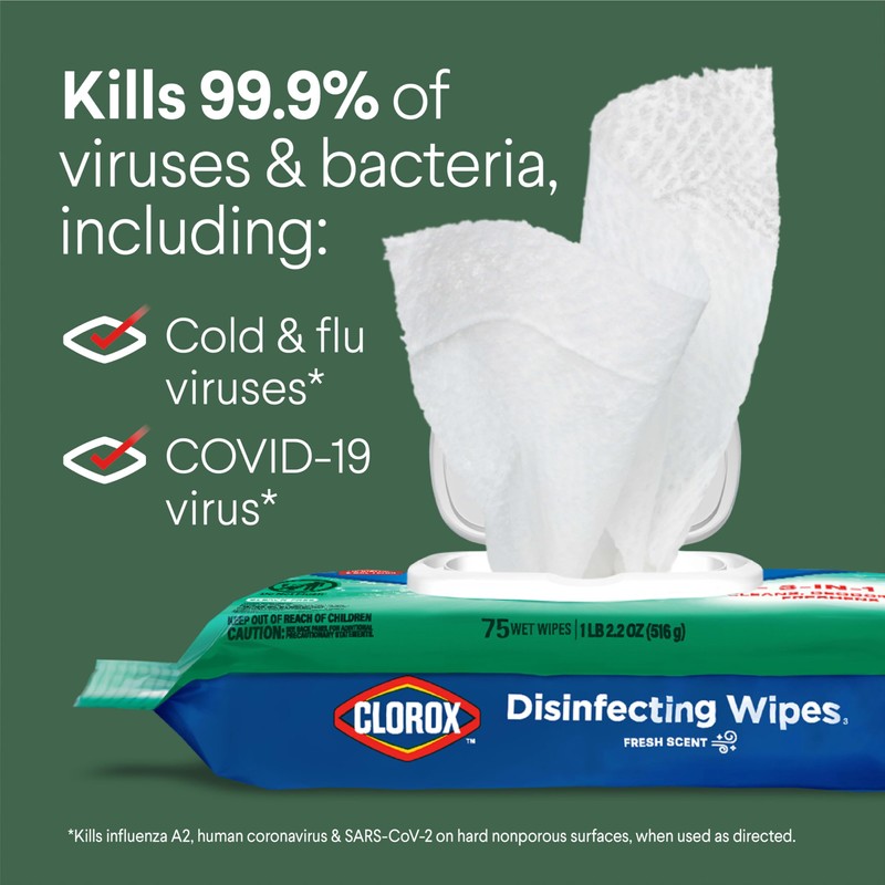 Clorox Disinfecting Wipes Flex Pack, Bleach Free, Fresh Scent, 75