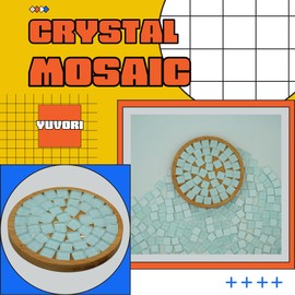 Yuvori 0.5kg Square Crystal Mosaic Tiles 1cm DIY for Bathroom, Living Room, Kitchen, Balcony (White)