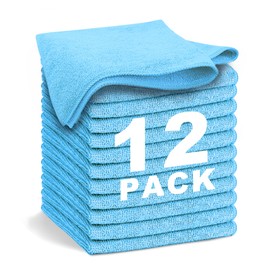 WEAWE Microfiber Cleaning Cloth 2100 Series-12Pcs 13"x13" Ultra Soft Highly Absorbent Rags for Cleaning, Reusable and Lint Free Cleaning Rags Towels for House, Car, Window-Machine Wash (Blue)