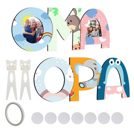 UYUYong Grandpa Grandma Gift Grandson Granddaughter Wooden Photo Frame for Baby Family Craft Set Children Wood with Stand Aid for Birthday Christmas Decoration Safety Material