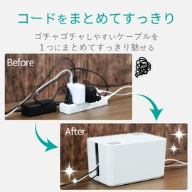 Elecom EKC-BOX002BK Cable Storage Box, Cable Storage, 4 Outlet Power Strip Storage, Black