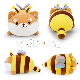 Shiba Inu Plush Toy Stuffed Animal Pillow Plush Bee Dog Plush Pillow Cuddle Pillow Cute Stuffed Soft Doll Chubby Cushion Toys Christmas Birthday New Year Gift for Friends Family Cuddly Toy 14.5 inch