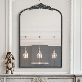 Micasso Black Vintage Wall Mirror, 24x36 Inches Black Decorative Mounted Traditional Arched Mirror for Bathroom Bedroom Living Room, Entryway, Home Wall Decor