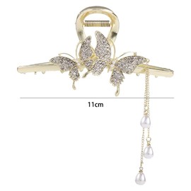 Metal Rhinestone Butterfly Hair Claw Clips with Tassel, Nonslip Hair Claw Hair Decor for Women Girls Gift