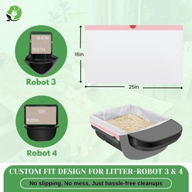 Cat Litter Box Liners for Kitty and Small Litter Boxes Compatible With Litter Robot 3/4-25"L x 16"W Drawstring Close Scent & Toxins Free 100% Compostable 40 Micron Thick Rip & Tear Resistant 20 Count