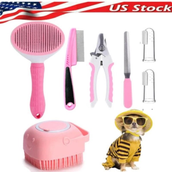 Unbranded 7X Cat Dog Brush Grooming Kits, Slicker Brush Nail