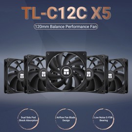Thermalright TL-C12C X5 CPU Fan,Black Cooling Fan, PC Fan with 1550RPM Speed, 120mm Computer Case Cooler Fan,PWM Control Fan for Case and Liquid Cooler & CPU Cooling