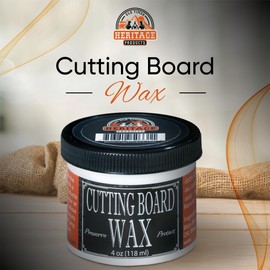Heritage Products Cutting Board Wax - All Natural Plant Based Wood Wax for Butcher Block Counter, Chopping Block, Charcuterie Board and Tables Protects Against Stains and Odors, Enhances Finish (4 oz)