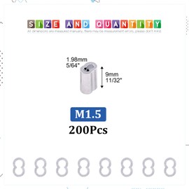 Glarks 200Pcs 1/16''(1.5mm) Aluminum Crimping Loop Sleeve Wire Rope Sleeves Double Barrel Ferrule for Wire Rope and Cable Line End (1/16''-200Pcs)