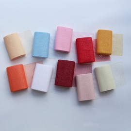 10 Colors Glitter Tulle Fabric 6 Inch by 18.5 Yards Fabric Tulle Bolt for Wedding Christmas Decorations DIY White Tutu Baby Shower Table Skirt Ceiling Decor Birthday Party Craft Supplies