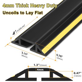 ZhiYo 4ft Cord Covers for Wires on Floor, Heavy Duty Cord Hider Floor Wire Covers for Cords, Cable Protector Protect Cords, Prevent Cable Trips, Cable Cover Cable Hider for Home Office or Outdoor