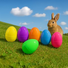 GiftExpress 6 Inch Easter Eggs - 6 Piece Extra Large 6" x 4.25" Assorted Color Fillable Plastic Eggs w/Hinge - Adult & Kid Party Toys for Gift Baskets or Egg Hunt Décor