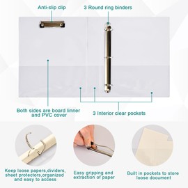 Nander 3 Ring Binder,Fresh Lemon Binder with Clipboard（ Letter Size）,Cute Binder Organizer for Work,School,Office and Business Supplies