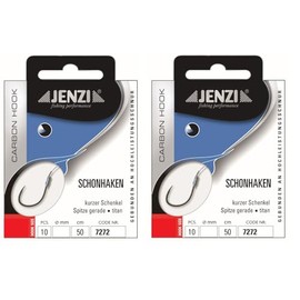 Set of 2 packs of tied hooks without rehooks, fishing hooks from Jenzi (20 pieces), 50 cm hook size 4, 6, 8, 10, 12 and 14 depending on selection + free Petri Heil! sticker (hook size 14)