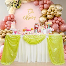 B-COOL Mermaid Sequin Tablecloth Crystal Yellow Glitter Table Linen Party Tablecloth 60x102 Inch Sequin Table Fabric for Wedding Birthday Banquet