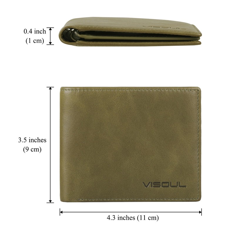 VISOUL Mens Bifold Leather RFID Blocking Wallet with 2 ID