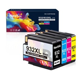 Nestink 932 933 XL Printer Cartridges (Black Cyan Magenta Yellow) Compatible HP 932xl/933xl Multipack Printer Cartridges Compatible with HP Officejet 6600 6700 6100 6110 7110 7510 7610 7612 Printers