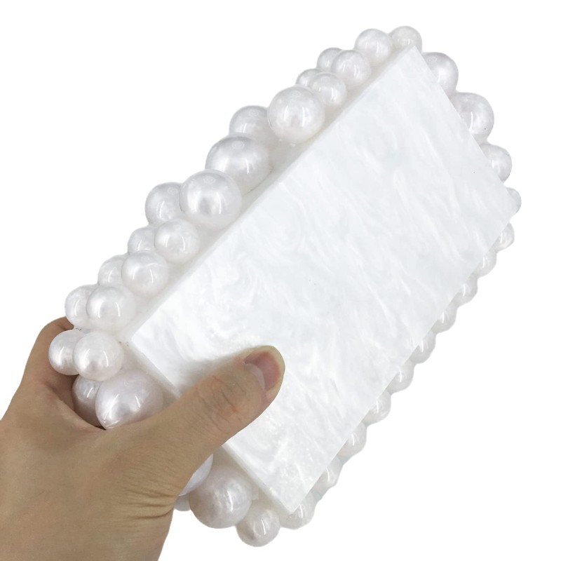 Boutique De FGG Acrylic Marble Prom Clutch Purse Women Beaded