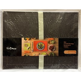 Via Deco New 4 pk Brown Faux Leather Antibacterial Placemats - Via Deco