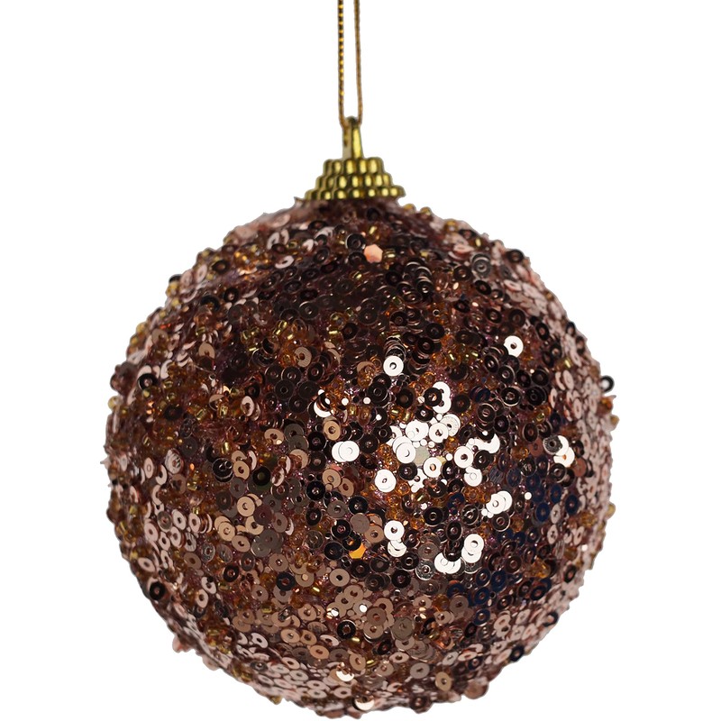 BWG Rose Gold Mini Sequin Glitter Christmas Tree Bauble Decoration