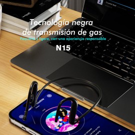 BUKU Auriculares de Conducción Ósea Inalámbricos Bluetooth, Resistentes al Agua, Diseño de Oído Abierto, 8H, Deportes, Ajustable, Micrófono Integrado, Cancelación de Ruido, Correr, Yoga, Gimnasio