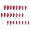 24PCS Almond Press on Nails Red Pink Fake Nails with