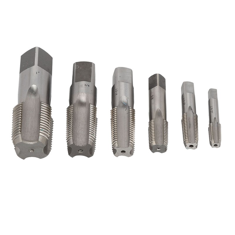 6Pcs NPT Pipe Tap Set Thread HSS for Plumber Industrial