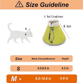 BANBANGO Cat Cone Collar Soft, Adjustable Cat Recovery Collar, Cat Cones After Surgery, Cat Neck Cone for Cats Kittens (Yellow Green, Medium)