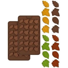 2Pcs Brown Silicone Gummy Molds Maple Leaf Silicone Mold for Chocolate Candy 96 Cavity Non-Stick Hard Tack Candy Silicone Molds for Fondant Biscuits Cookie Jelly Wax Melts,Candy Making Supplies