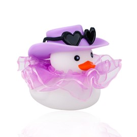XIHIRCD Car Ducks for Dashboard, Cute Car Rubber Duck Ornament Purple Duck Decoration Accessories with Glasses Hat Skirt for Car Table Refrigerator Decoration