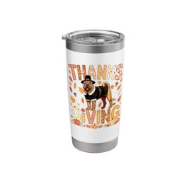 Thanksgiving Shar Pei Cute Pilgrim Fall Leaves Owner Kids Stainless Steel Insulated Tumbler
