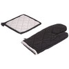 LOVELY CASA cu1490056/Cotton Double Oven Glove/Mitt Grey/Pearl 21 X 35