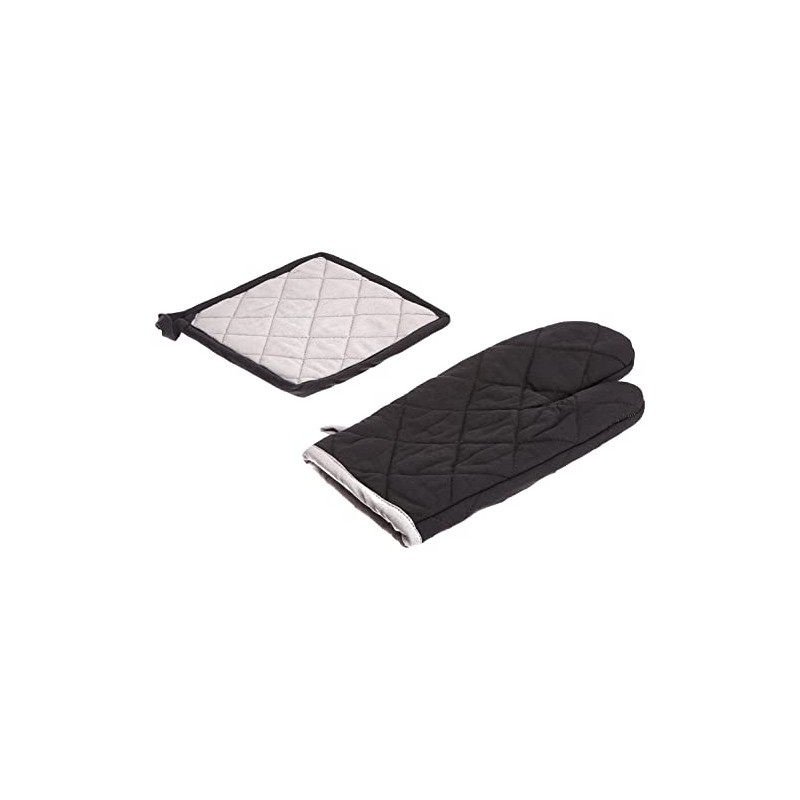 LOVELY CASA cu1490056/Cotton Double Oven Glove/Mitt Grey/Pearl 21 X 35