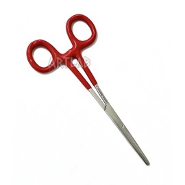 German Vinyl Grip Locking Straight & Curved Hemostat -Hemostat Forceps- Stainless Steel Locking Tweezer Clamps - Ideal Hemostats for Nurses, Fishing Forceps, Crafts and Hobby (RED STR 6.25")