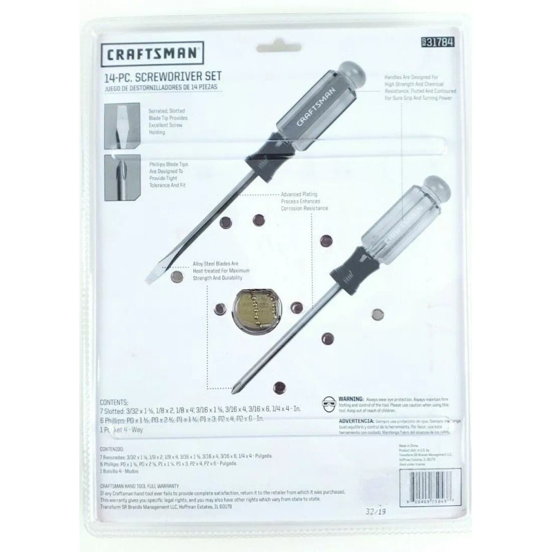 Craftsman 14 piece Screwdriver Set 6 Phillips & 7 Slotted